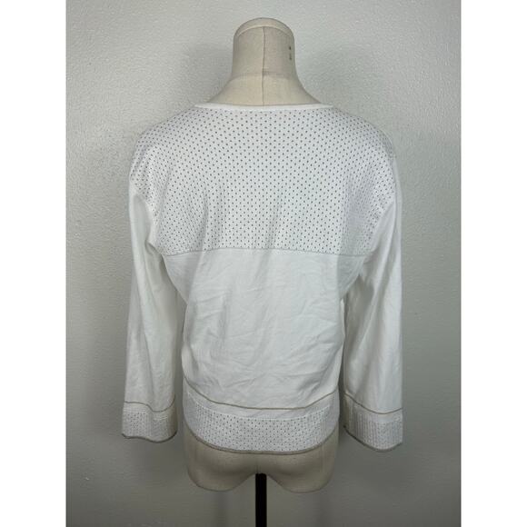Escada Top Clasp Open Cardigan White Gold Sz Large - Picture 11 of 11